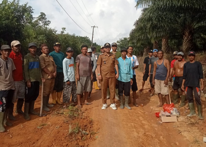 Jalan Rusak dan Becek, Kades Lubuk Lingkuk Perbaiki Jalan Hingga 100 Meter Bareng Warga