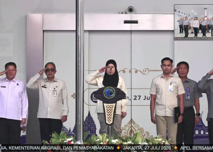 Kanwil Kemenkum Babel Ikuti Apel Pagi Gabungan Bersama Kanwil Kementerian HAM dan Kanwil Ditjen Imigrasi 
