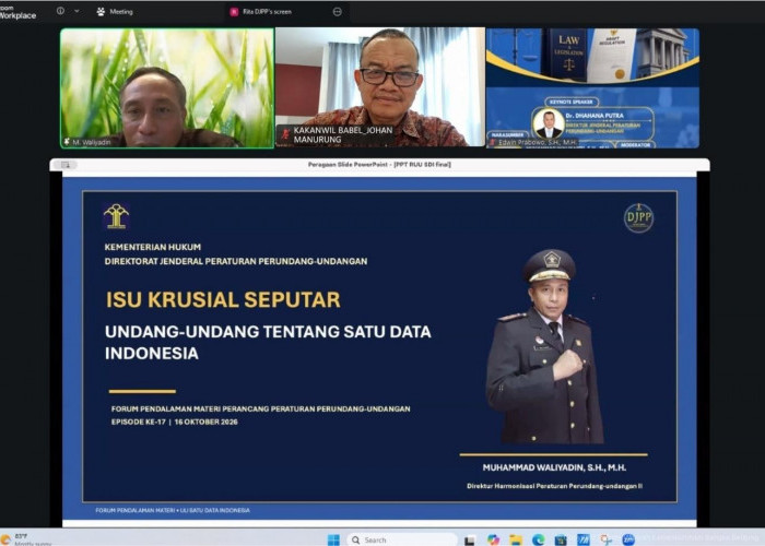 Kanwil Kemenkum Babel Ikuti Forum Pendalaman Materi Isu Krusial Undang-Undang Satu Data Indonesia
