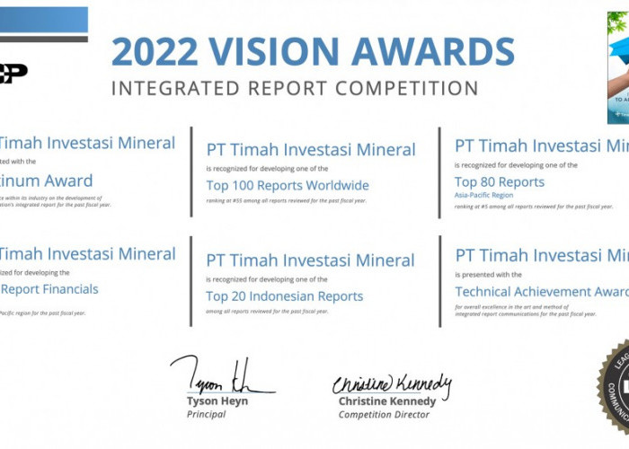 Keren Abis, PT Timah Investasi Mineral Boyong Enam Penghargaan Internasional LACP Vision Awards 2022
