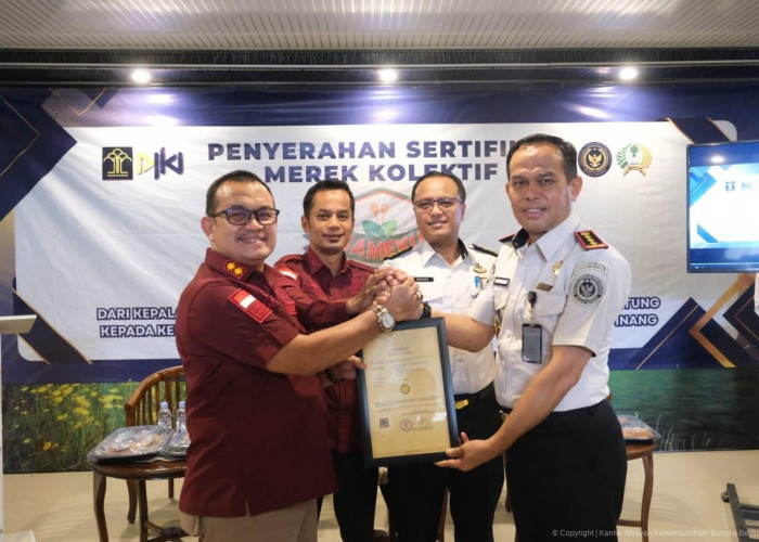 Kanwil Kemenkum Babel Serahkan Sertifikat Merek Kolektif “Sameku” kepada Lapas Narkotika Pangkalpinang