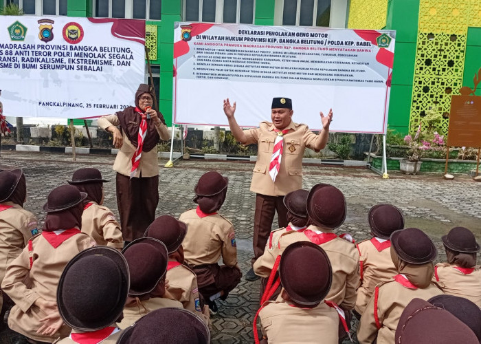 Kanwil Kemenag Babel Launching Pramuka Madrsah Bersama 1007 Anggota Pramuka , Polda dan Densus 88 Anti Teror 