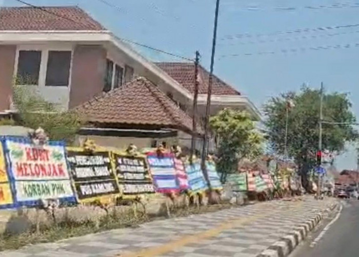 Warga Dari Toboali Hadir di Pengadilan Tipikor Pangkalpinang, Halaman Dipenuhi Karangan Bunga 
