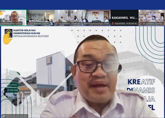 Kanwil Kemenkum Babel Ikuti Rapat Koordinasi Virtual Penguatan Pelaksanaan Tugas dan Fungsi Kanwil Kemenkum