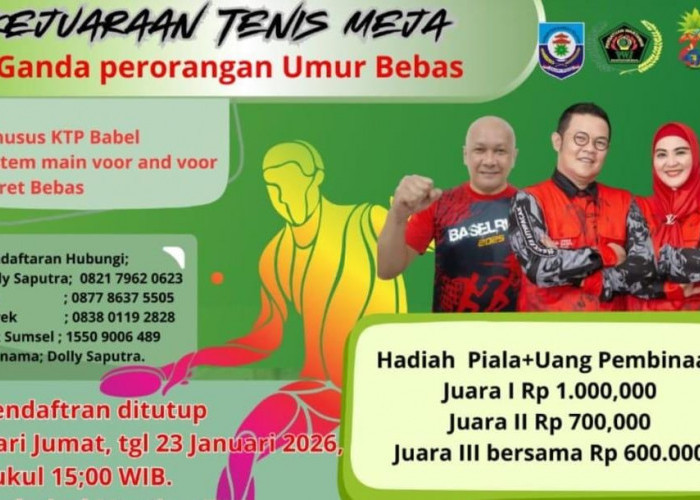 Peringati HPN 2026 dan HUT ke 23 Basel, PWI Open Tournament Tenis Meja Se Babel, Catat Tanggalnya