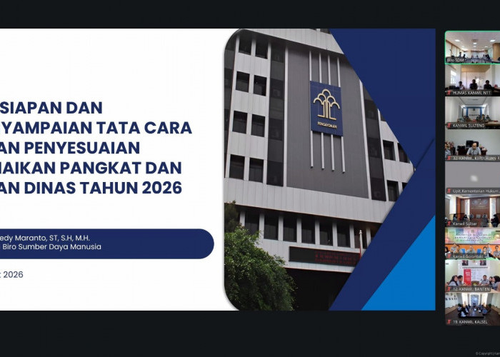 Kanwil Kemenkum Babel Ikuti Rapat Persiapan Ujian Penyesuaian Kenaikan Pangkat dan Ujian Dinas TA 2026