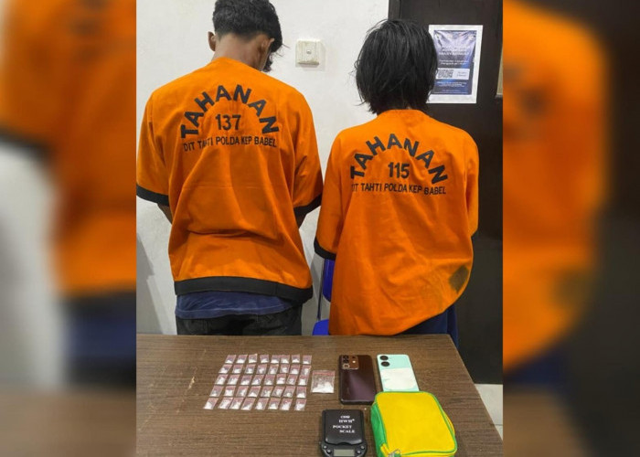 Kedapatan Simpan Puluhan Klip Sabu di Kontrakan, Dua Pemuda Diringkus Ditresnarkoba Polda Babel