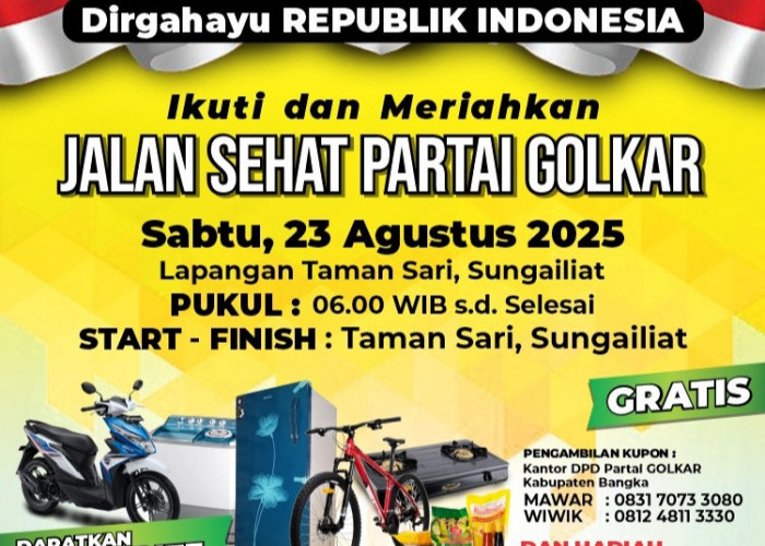 Yuk Rayakan 80 Tahun Kemerdekaan Bersama Partai Golkar, Jalan Sehat Bisa Dapat Motor