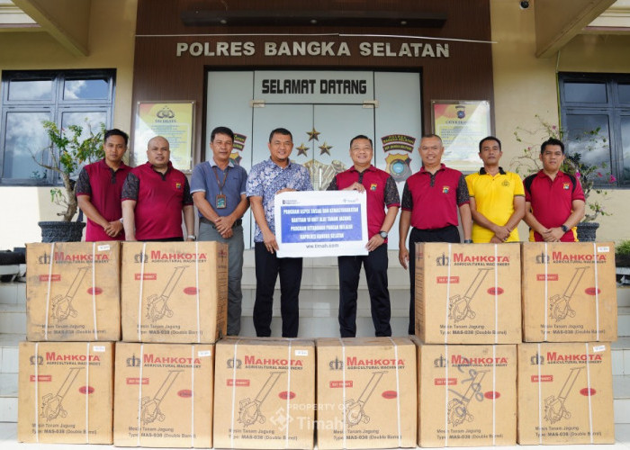 Dukung Ketahanan Pangan dan Pertanian, PT Timah Serahkan Mesin Tanam Jagung ke Polres Bangka Selatan 