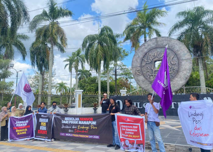 Hari Kebebasan Pers Sedunia 2026, AJI Pangkalpinang dan Pers Mahasiswa Aksi Suarakan Tolak Sensorship 