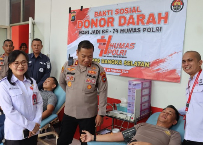 Hari Jadi Humas Polri ke 74, Polres Basel Dapatkan 18 Kantong Darah 