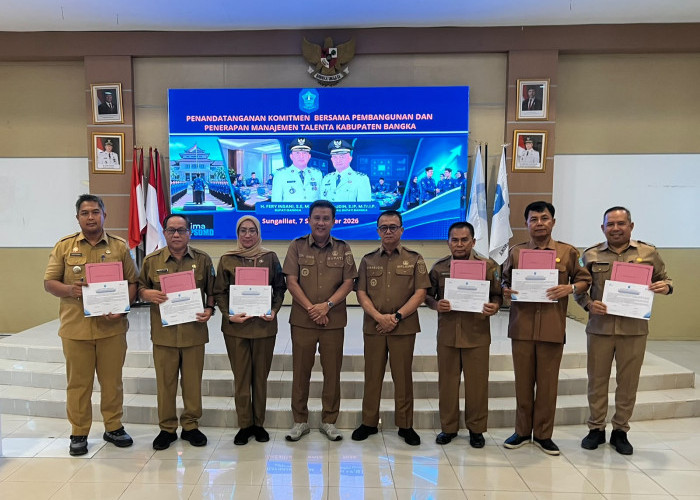 Bupati Bangka dan Seluruh Kepala Perangkat Daerah Teken Komitmen Bersama Akselerasi Manajemen Talenta ASN