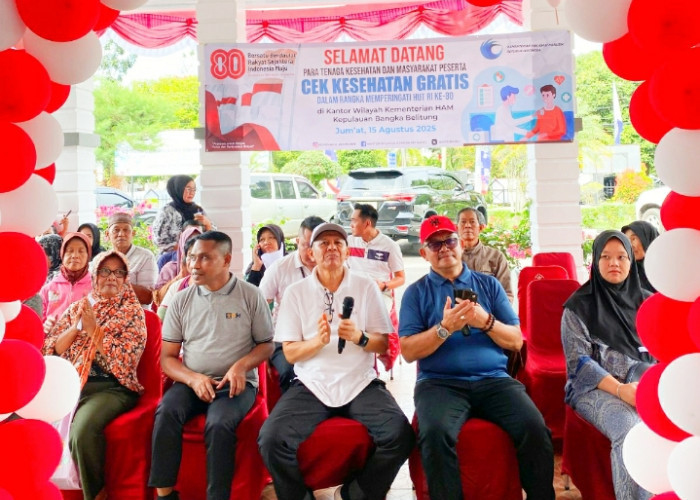 Kakanwil Kemenkum Babel Hadiri Cek Kesehatan Gratis Sambut HUT RI ke-80 Kementerian HAM Bangka Belitung