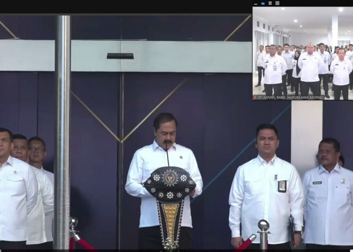 Jajaran Kanwil Kemenkum, Kemen HAM dan Ditjen Imigrasi Babel Ikuti Apel Bersama